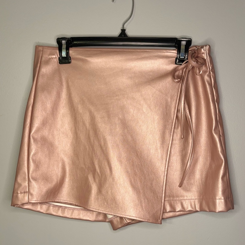 Shiny Pink Wrap Skort